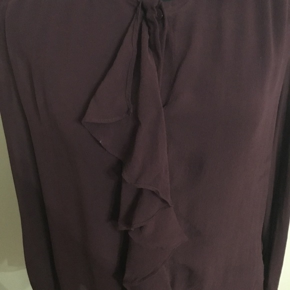 Anthropologie Moulinette Soeurs Women’s 100% Silk Burgundy Ruffled Top Size M - Picture 6 of 8